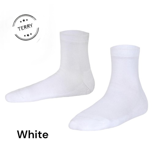 Marie France Basic Half Teen Terry Socks White Marie France Basic Half Teen Terry Socks White