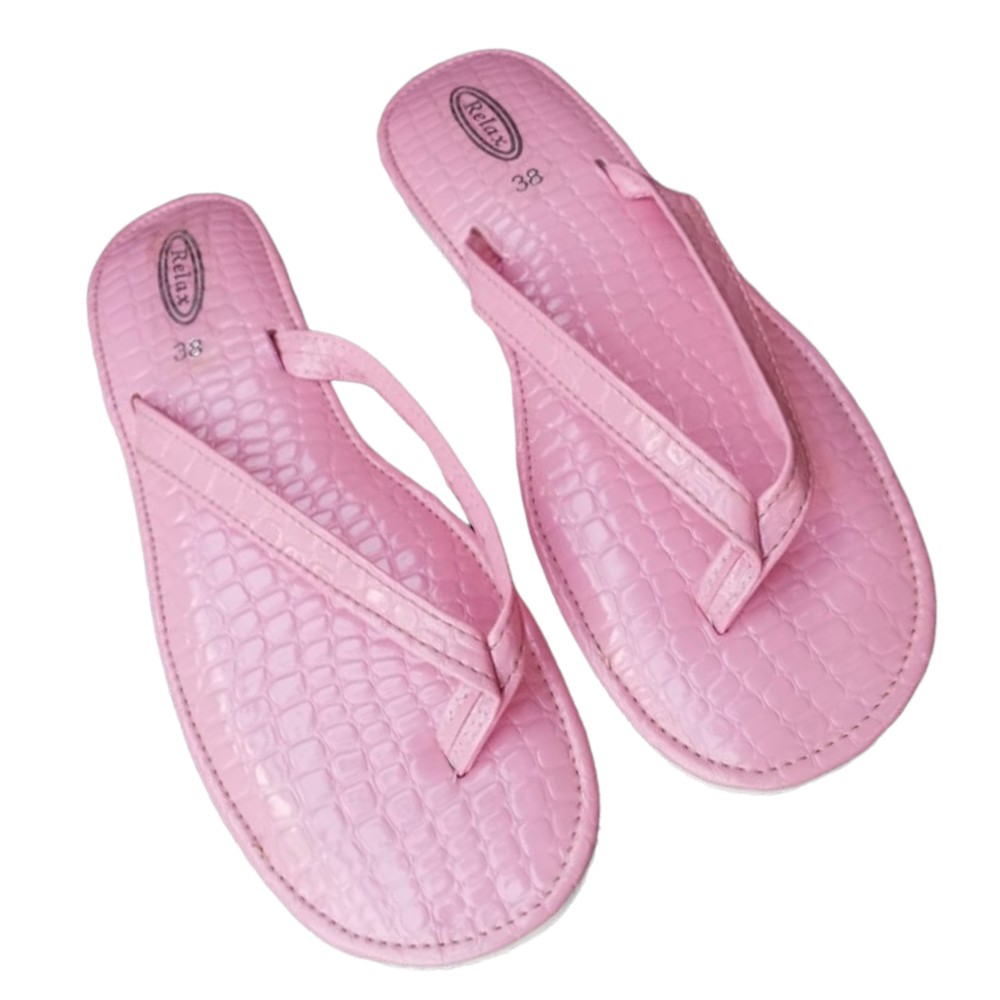 Relax Flip Flop- Baby Pink Crocodile Print