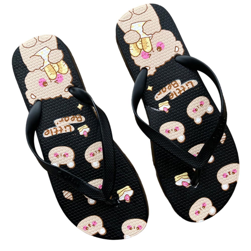Women Summer Slippers Bear Black